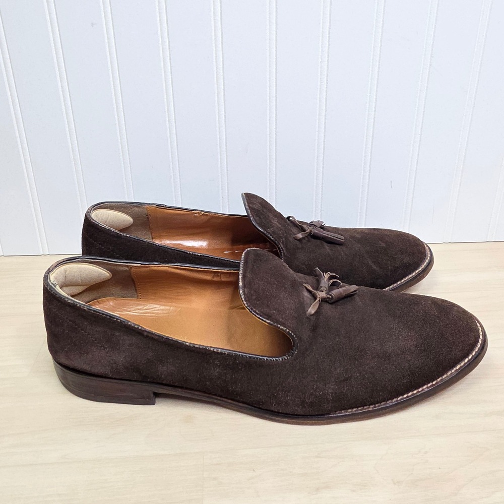 Beckett Simonon Mens Dark Brown Suede Tassel Loafers Dress Shoes Size 21